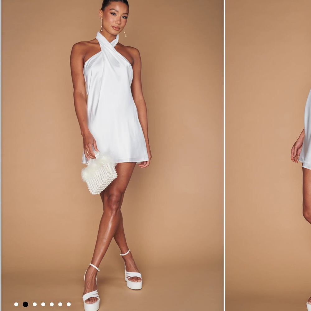 Show Me Your MuMu White Halter Mini Dress
